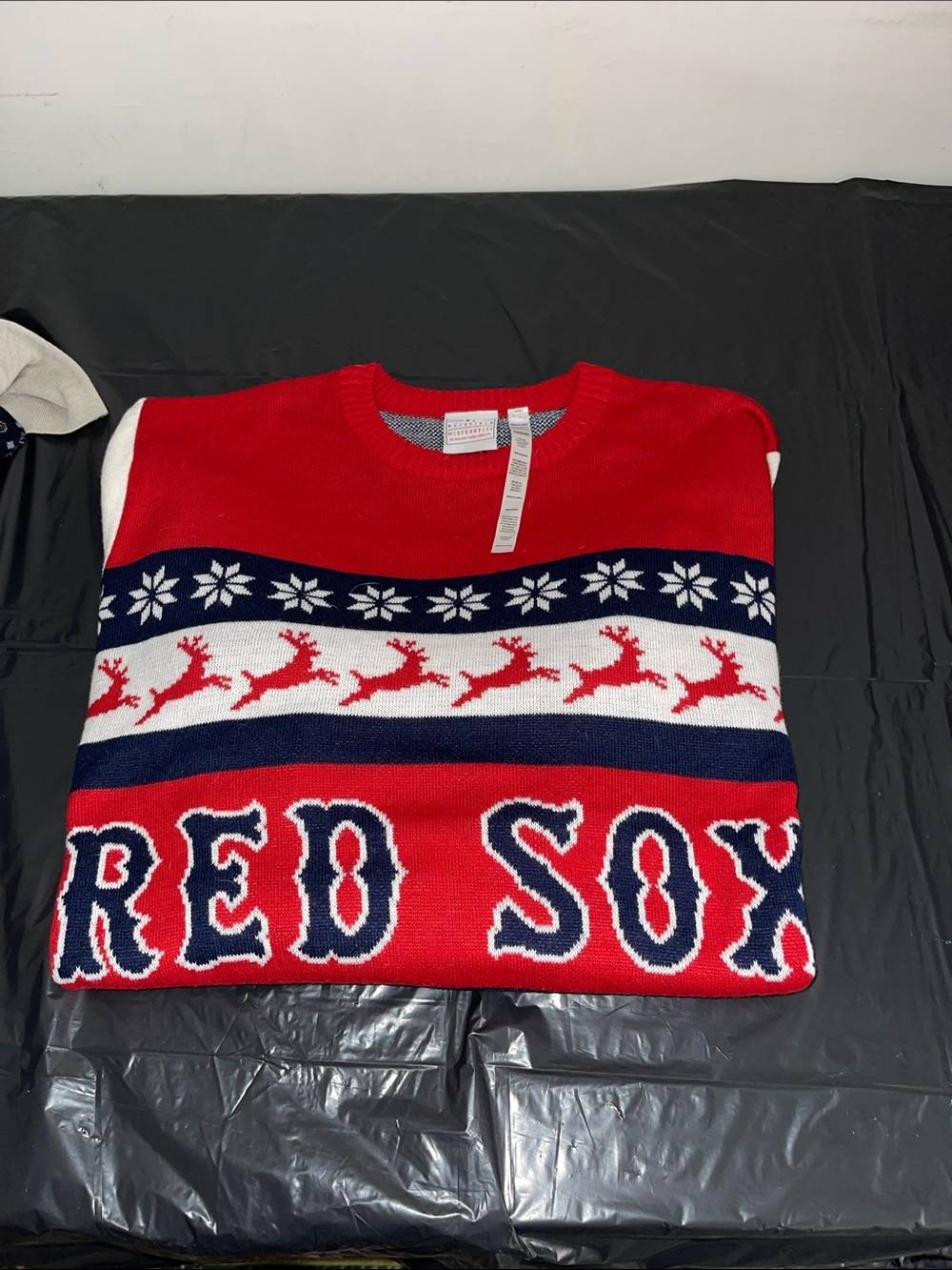 Red Sox Christmas Sweater Men's Red Knit Crewneck Sweater